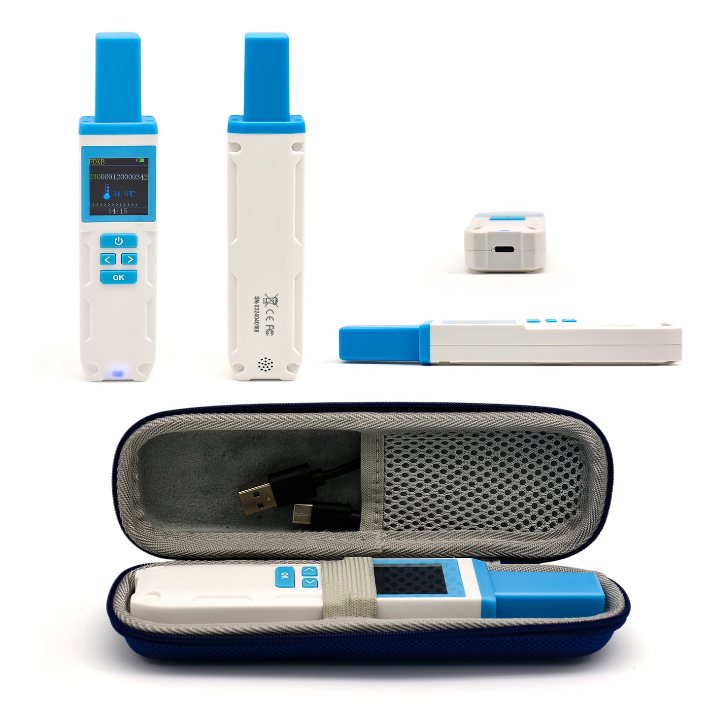 Animal microchip reader, barcode scanner for cats and dogs, CT003