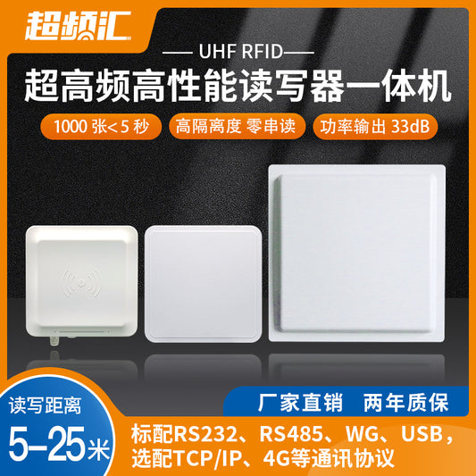 UHF RFID integrated reader-writer, high-performance chip, high power, long-distance, group reading of tags, passive multi-card