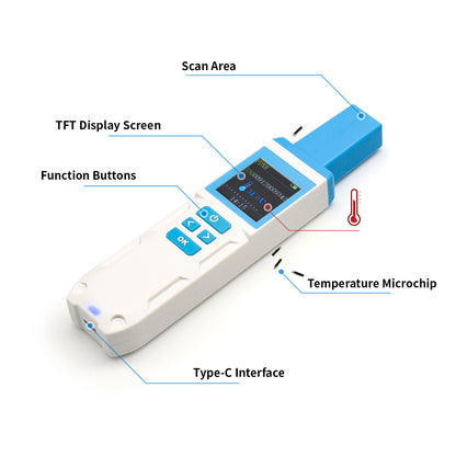 Animal microchip reader, barcode scanner for cats and dogs, CT003